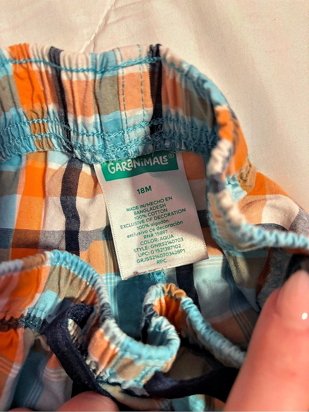 Garden Animals Plaid Shorts in Orange & Blue Size 18M